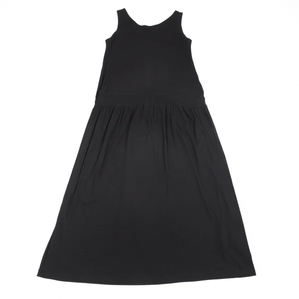 ワイズY's コットンフライスギャザー切替ノースリーブワンピース 黒M位 K-84641_014