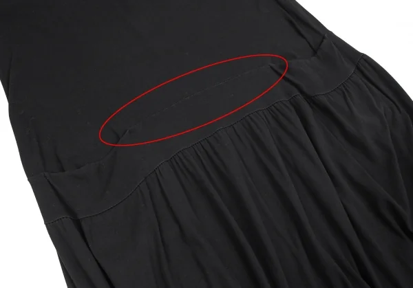 ワイズY's コットンフライスギャザー切替ノースリーブワンピース 黒M位 K-84641_007