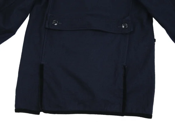 トリコ コムデギャルソンtricot COMME des GARCONSベロアテープ切替ウールハーフコート 紺M K-84702_012
