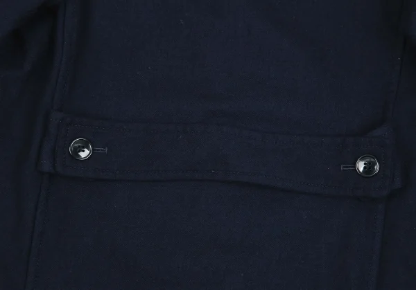 トリコ コムデギャルソンtricot COMME des GARCONSベロアテープ切替ウールハーフコート 紺M K-84702_013