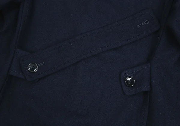 トリコ コムデギャルソンtricot COMME des GARCONSベロアテープ切替ウールハーフコート 紺M K-84702_014