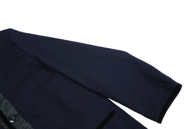 トリコ コムデギャルソンtricot COMME des GARCONSベロアテープ切替ウールハーフコート 紺M K-84702_006