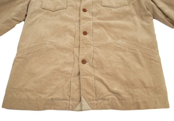 パパスPapas コーデュロイ裏ネルチェック中綿ジャケット ベージュL K-84712_010