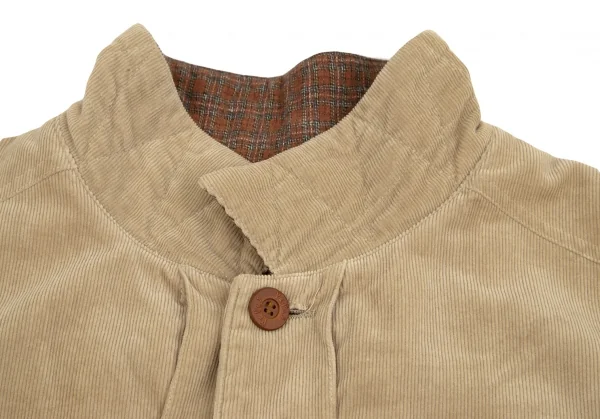 パパスPapas コーデュロイ裏ネルチェック中綿ジャケット ベージュL K-84712_004