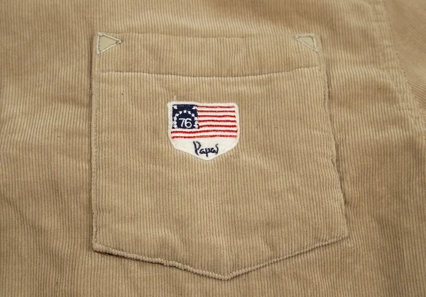 パパスPapas コーデュロイ裏ネルチェック中綿ジャケット ベージュL K-84712_005