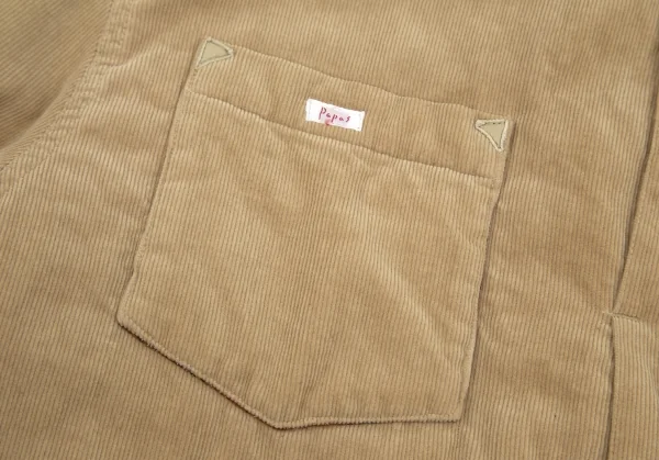 パパスPapas コーデュロイ裏ネルチェック中綿ジャケット ベージュL K-84712_006