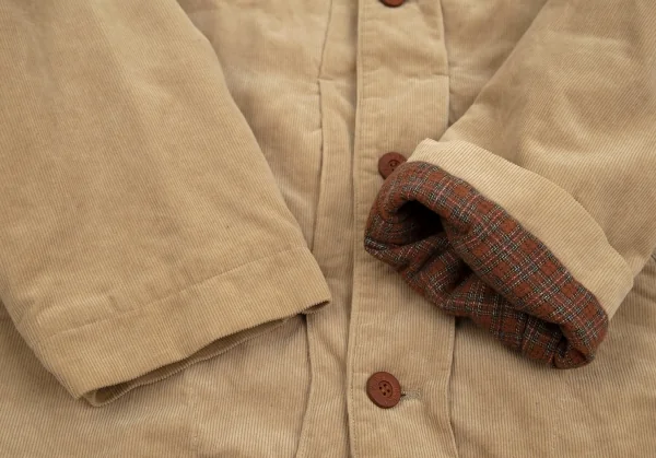 パパスPapas コーデュロイ裏ネルチェック中綿ジャケット ベージュL K-84712_009