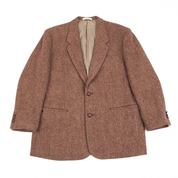 パパスPapas ハリスツイード2Bジャケット 赤ベージュM46 K-84715_001
