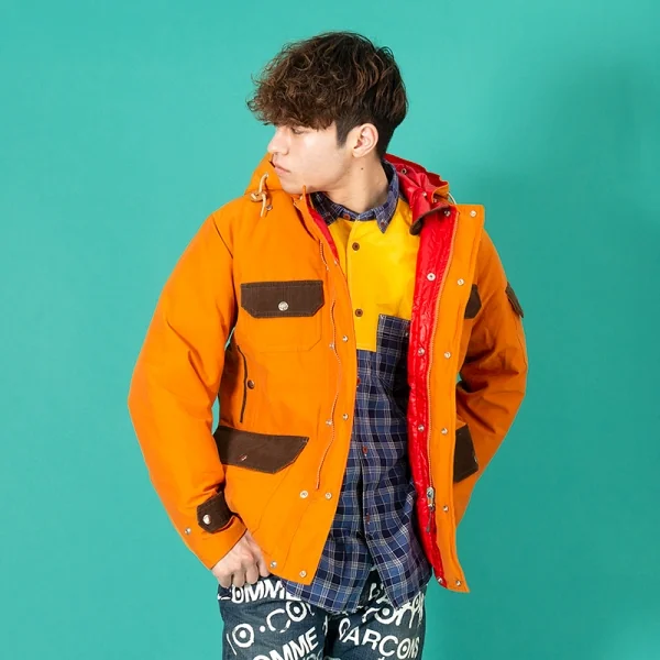 ジュンヤワタナベマン コムデギャルソン×ノースフェイス eYe JUNYA WATANABE MAN COMME des GARCONSリバーシブルダウンジャケット オレンジ赤M K-84729_018