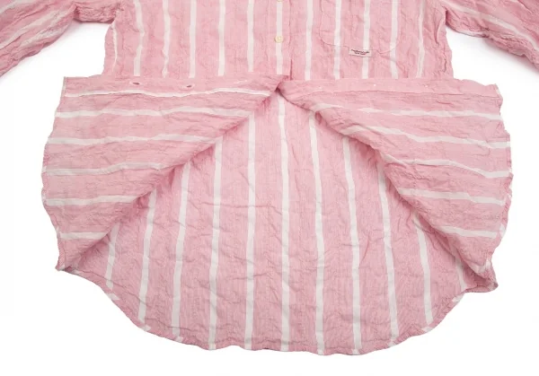 マドモアゼルノンノンMademoiselle NON NON コットンストライプシワ加工シャツ ピンク白38M K-84747_011