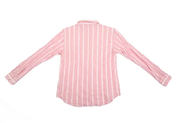 マドモアゼルノンノンMademoiselle NON NON コットンストライプシワ加工シャツ ピンク白38M K-84747_012