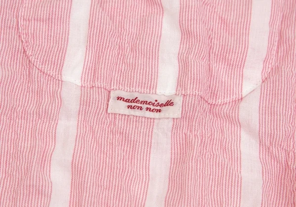 マドモアゼルノンノンMademoiselle NON NON コットンストライプシワ加工シャツ ピンク白38M K-84747_007