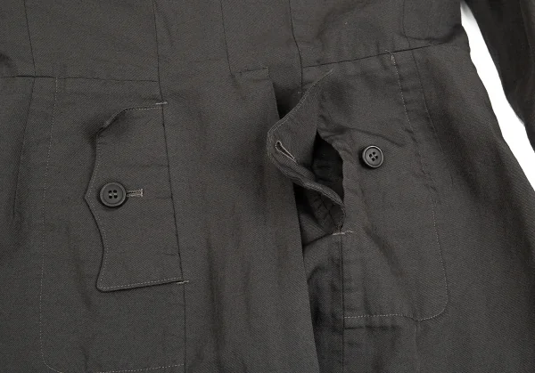 コムデギャルソン オムプリュスCOMME des GARCONS HOMME PLUS 製品染めリネン混ポリポケットデザインセットアップスーツ チャコールカーキXS K-84782_010