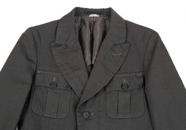 コムデギャルソン オムプリュスCOMME des GARCONS HOMME PLUS 製品染めリネン混ポリポケットデザインセットアップスーツ チャコールカーキXS K-84782_003