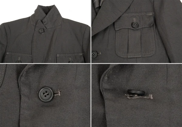 コムデギャルソン オムプリュスCOMME des GARCONS HOMME PLUS 製品染めリネン混ポリポケットデザインセットアップスーツ チャコールカーキXS K-84782_004