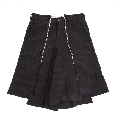コムデギャルソン オムプリュスCOMME des GARCONS HOMME PLUS 製品染めポリストライプ切り替えショートパンツ 黒