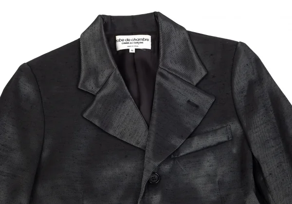 ローブドシャンブル コムデギャルソンrobe de chambre COMME des GARCONSネップシルクナイロン光沢ジャケット チャコールM K-84802_003