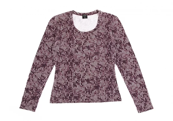 ジャンポールゴルチエ ファムJean Paul GAULTIER FEMME コットンポリストレッチグラフィックストライプカットソー 紫40 K-84824_002