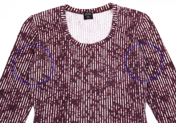 ジャンポールゴルチエ ファムJean Paul GAULTIER FEMME コットンポリストレッチグラフィックストライプカットソー 紫40 K-84824_003