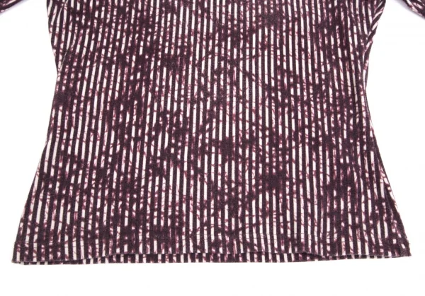 ジャンポールゴルチエ ファムJean Paul GAULTIER FEMME コットンポリストレッチグラフィックストライプカットソー 紫40 K-84824_008