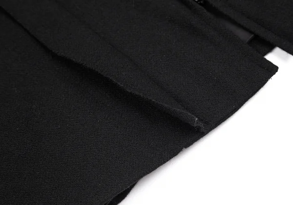 ヨウジヤマモト ファムYohji Yamamoto FEMME ウールナイロン裁ち切りサイドフレアジップアップフーデッドコート 黒1 K-84826_010