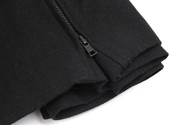 ヨウジヤマモト ファムYohji Yamamoto FEMME ウールナイロン裁ち切りサイドフレアジップアップフーデッドコート 黒1 K-84826_016