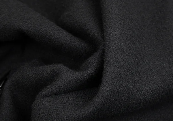 ヨウジヤマモト ファムYohji Yamamoto FEMME ウールナイロン裁ち切りサイドフレアジップアップフーデッドコート 黒1 K-84826_018