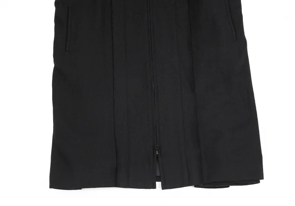 ヨウジヤマモト ファムYohji Yamamoto FEMME ウールナイロン裁ち切りサイドフレアジップアップフーデッドコート 黒1 K-84826_008