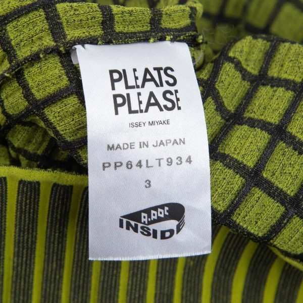 プリーツプリーズ エーポックPLEATS PLEASE A-POC フレンチスリーブボーダーチュニック 黄黒3 K-84842_011
