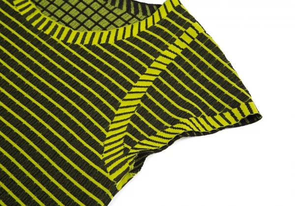 プリーツプリーズ エーポックPLEATS PLEASE A-POC フレンチスリーブボーダーチュニック 黄黒3 K-84842_004