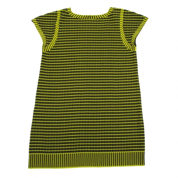 プリーツプリーズ エーポックPLEATS PLEASE A-POC フレンチスリーブボーダーチュニック 黄黒3 K-84842_007