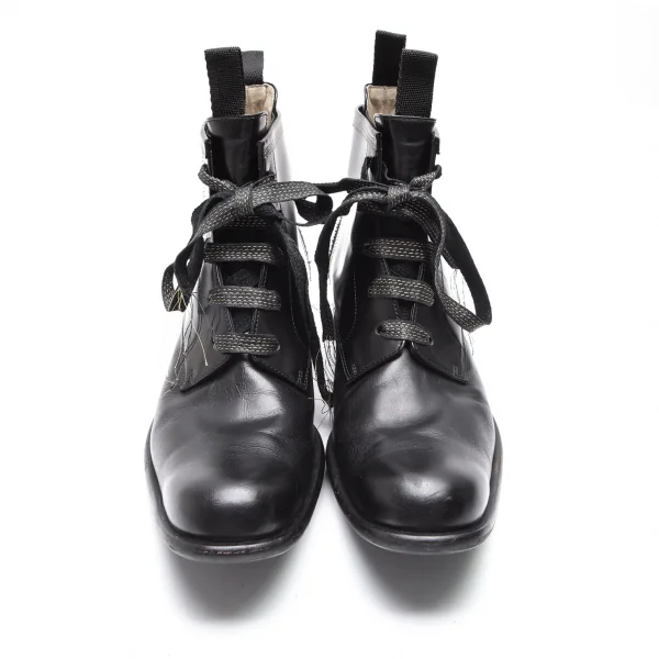 ヨウジヤマモト プールオムYohji Yamamoto POUR HOMME×ヒロムタカハラHIROMU TAKAHARA 金糸ステッチ内サイドゴアロングノーズブーツ 黒3(26位) K-84897_002