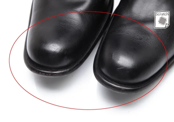 ヨウジヤマモト プールオムYohji Yamamoto POUR HOMME×ヒロムタカハラHIROMU TAKAHARA 金糸ステッチ内サイドゴアロングノーズブーツ 黒3(26位) K-84897_004