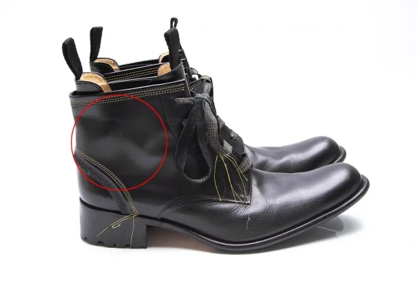 ヨウジヤマモト プールオムYohji Yamamoto POUR HOMME×ヒロムタカハラHIROMU TAKAHARA 金糸ステッチ内サイドゴアロングノーズブーツ 黒3(26位) K-84897_006