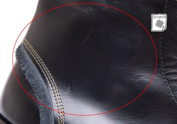 ヨウジヤマモト プールオムYohji Yamamoto POUR HOMME×ヒロムタカハラHIROMU TAKAHARA 金糸ステッチ内サイドゴアロングノーズブーツ 黒3(26位) K-84897_007