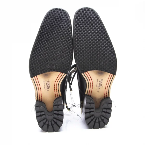 ヨウジヤマモト プールオムYohji Yamamoto POUR HOMME×ヒロムタカハラHIROMU TAKAHARA 金糸ステッチ内サイドゴアロングノーズブーツ 黒3(26位) K-84897_013