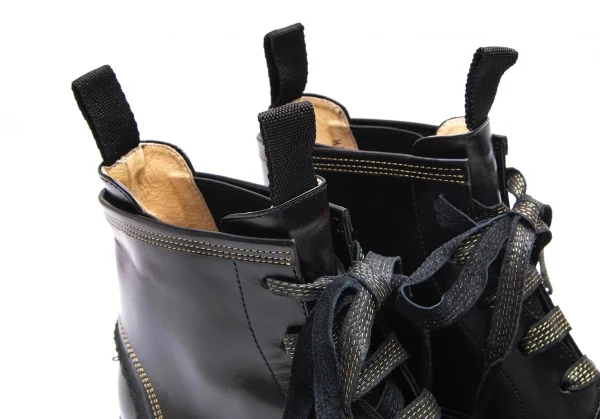 ヨウジヤマモト プールオムYohji Yamamoto POUR HOMME×ヒロムタカハラHIROMU TAKAHARA 金糸ステッチ内サイドゴアロングノーズブーツ 黒3(26位) K-84897_015