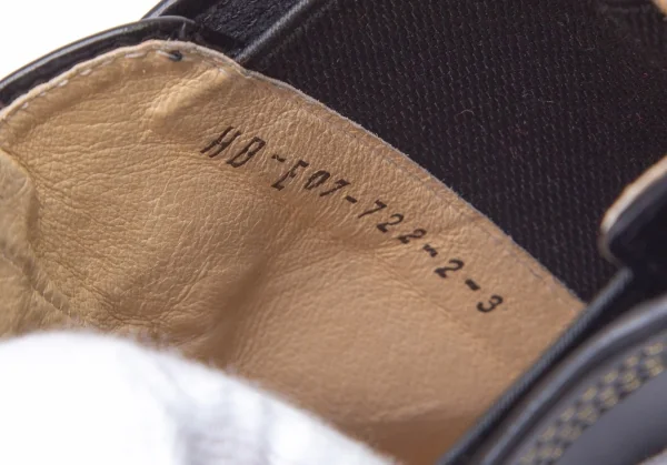 ヨウジヤマモト プールオムYohji Yamamoto POUR HOMME×ヒロムタカハラHIROMU TAKAHARA 金糸ステッチ内サイドゴアロングノーズブーツ 黒3(26位) K-84897_018