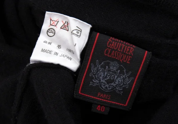 ジャンポールゴルチエ クラシックJean Paul GAULTIER CLASSIQUE つまみデザインタートルネックニット 黒40 K-84923_017