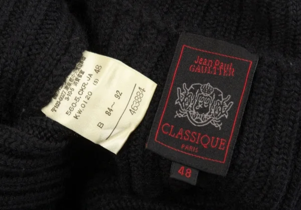 ジャンポールゴルチエ クラシックJean Paul GAULTIER CLASSIQUE 切替デザインジップアップリブニット 黒48 K-84926_012