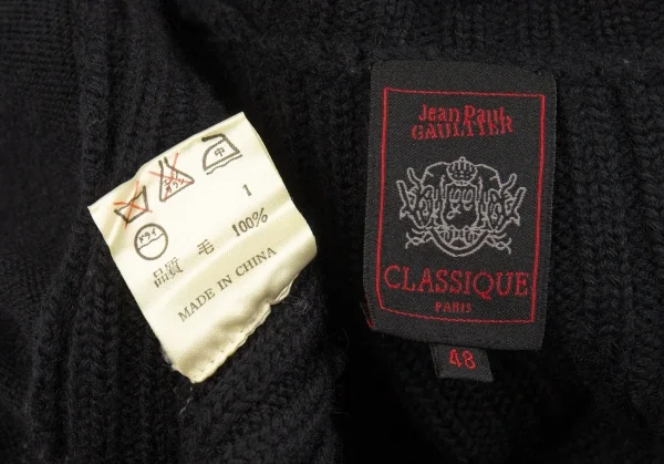 ジャンポールゴルチエ クラシックJean Paul GAULTIER CLASSIQUE 切替デザインジップアップリブニット 黒48 K-84926_013