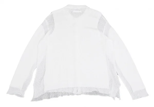 ジャンポールゴルチエ マイユJean Paul GAULTIER AILLE レイヤードデザイン編みニット襟付きカーディガン 白M K-84931_013