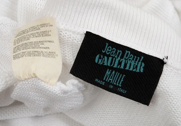 ジャンポールゴルチエ マイユJean Paul GAULTIER AILLE レイヤードデザイン編みニット襟付きカーディガン 白M K-84931_019
