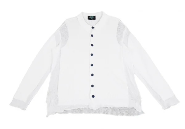 ジャンポールゴルチエ マイユJean Paul GAULTIER AILLE レイヤードデザイン編みニット襟付きカーディガン 白M K-84931_002