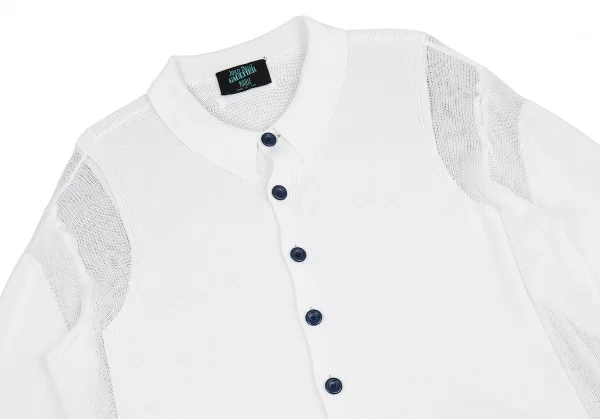ジャンポールゴルチエ マイユJean Paul GAULTIER AILLE レイヤードデザイン編みニット襟付きカーディガン 白M K-84931_003