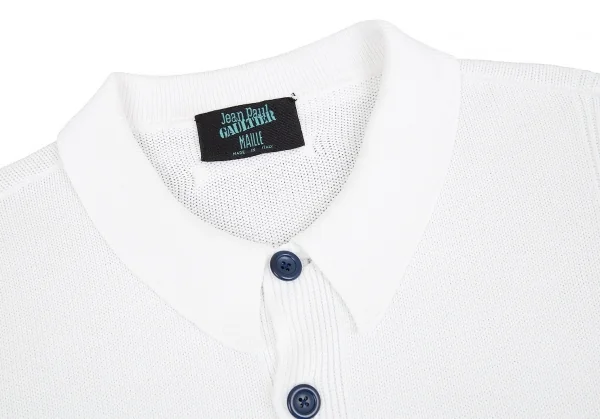 ジャンポールゴルチエ マイユJean Paul GAULTIER AILLE レイヤードデザイン編みニット襟付きカーディガン 白M K-84931_004