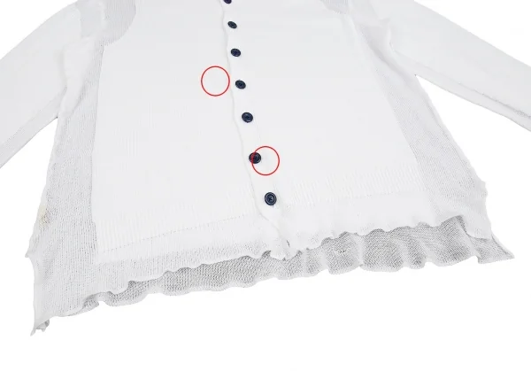 ジャンポールゴルチエ マイユJean Paul GAULTIER AILLE レイヤードデザイン編みニット襟付きカーディガン 白M K-84931_009