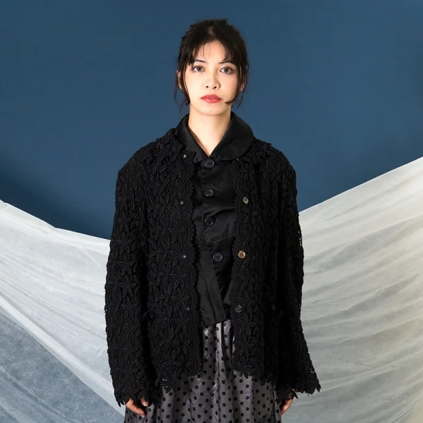 コムデギャルソンCOMME des GARCONS レースデザインジャケット 黒L K-84957_015