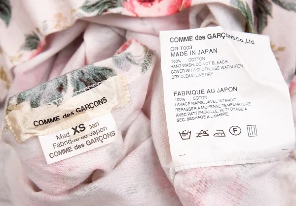 コムデギャルソンCOMME des GARCONS フローラルプリントカットソー 薄ピンク他XS K-84958_012