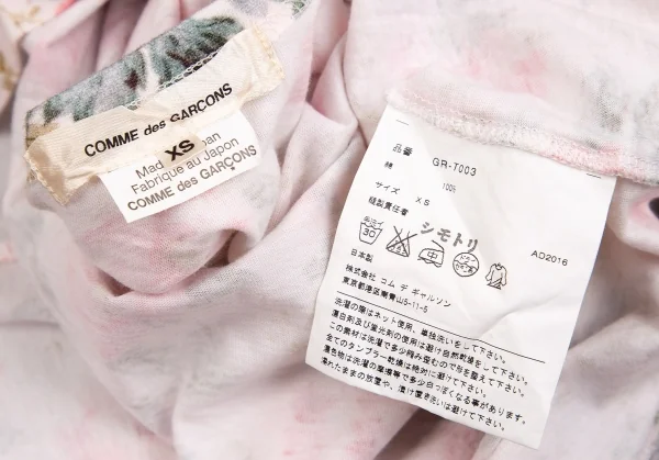 コムデギャルソンCOMME des GARCONS フローラルプリントカットソー 薄ピンク他XS K-84958_013